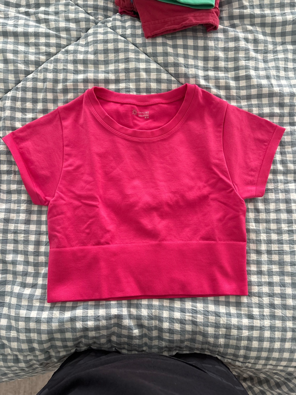 aerie Bright Pink Short Sleeve Crewneck Tee